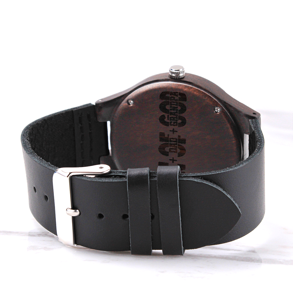 Man of God Husband Dad Grandpa Engraved Wooden Watch