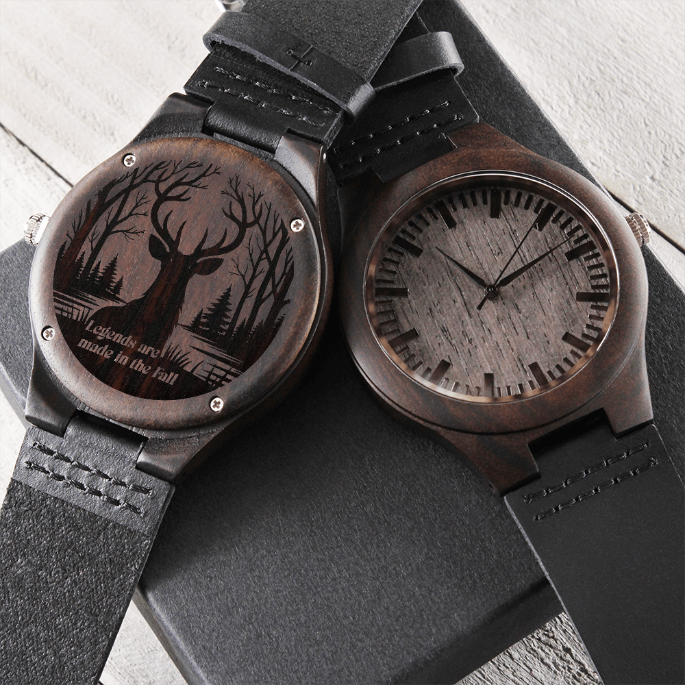 Deer Hunter Legends Made in the Fall Engraved Wooden Watch