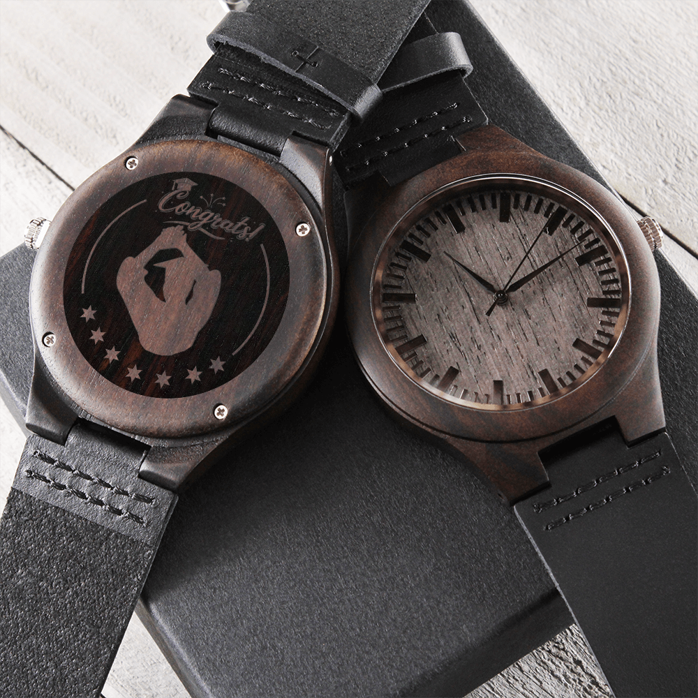 Congrats to Male Graduate Engraved Wooden Watch