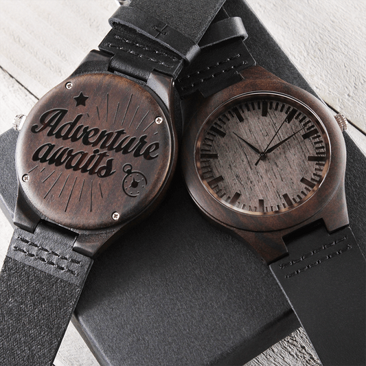 Adventure Awaits Engraved Wooden Luxury Watch