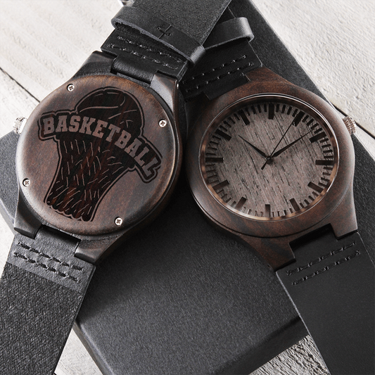 Basketball Fans Engraved Wooden Watch