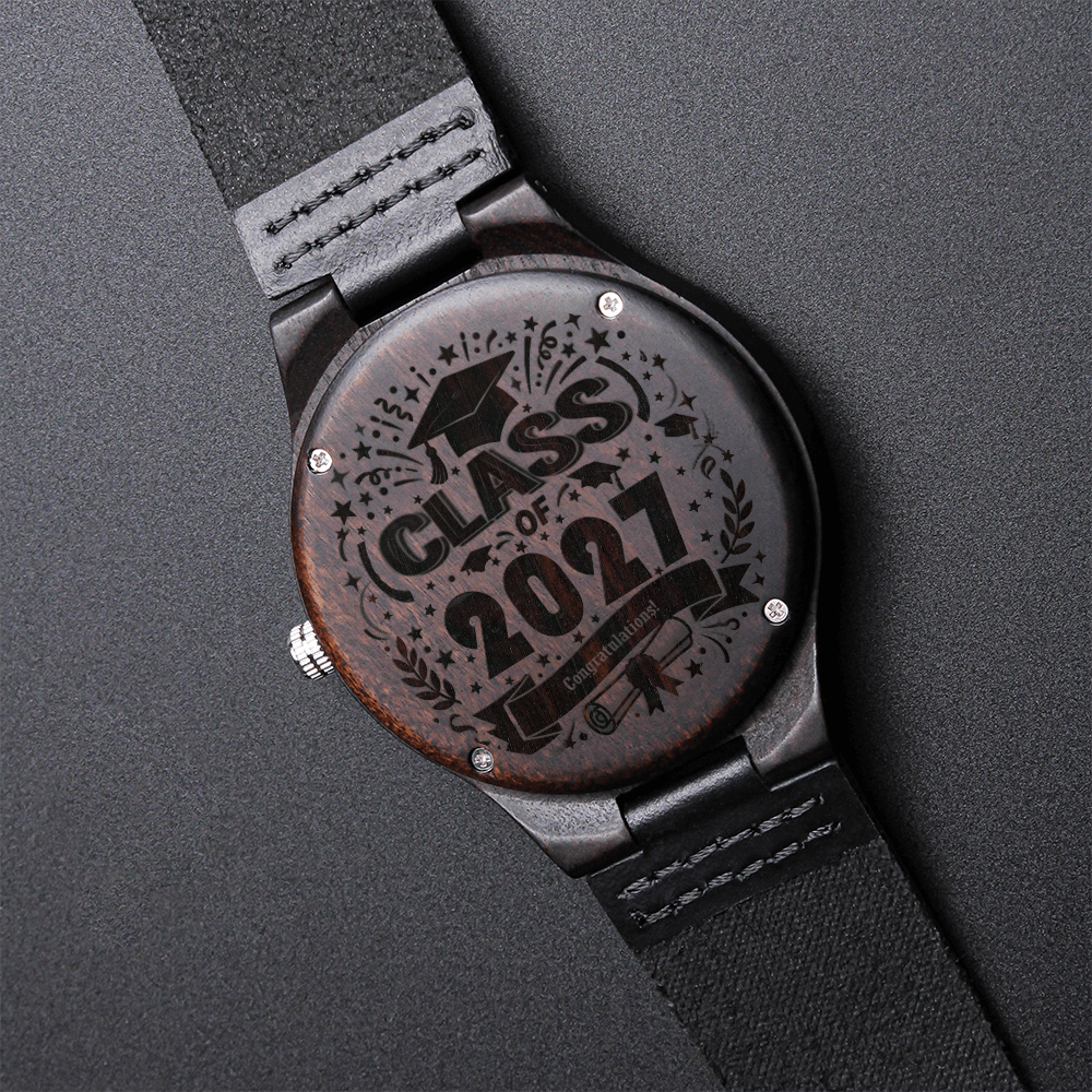 Class of 2027 Graduate Engraved Wooden Watch