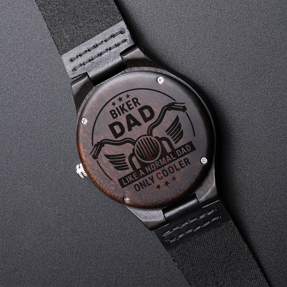 Biker Dad is Cooler Engraved Wooden Watch