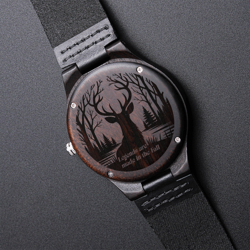 Deer Hunter Legends Made in the Fall Engraved Wooden Watch