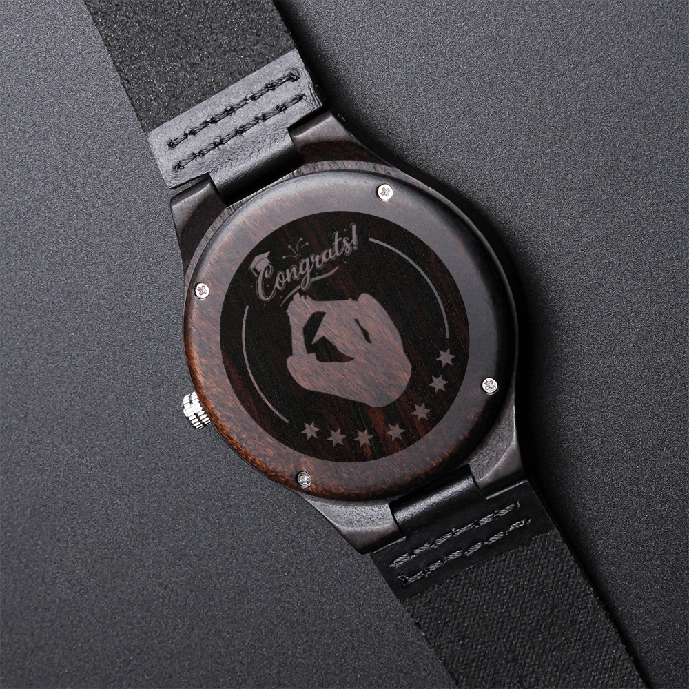 Congrats to Male Graduate Engraved Wooden Watch