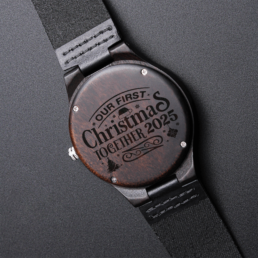 Our First Christmas Together 2025 Engraved Wooden Watch