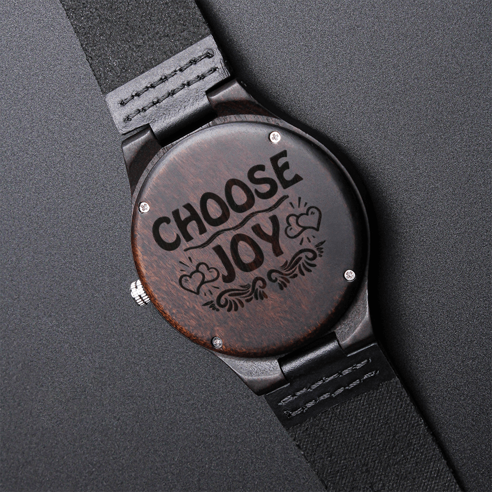 Choose Joy Inspirational Engraved Wooden Watch