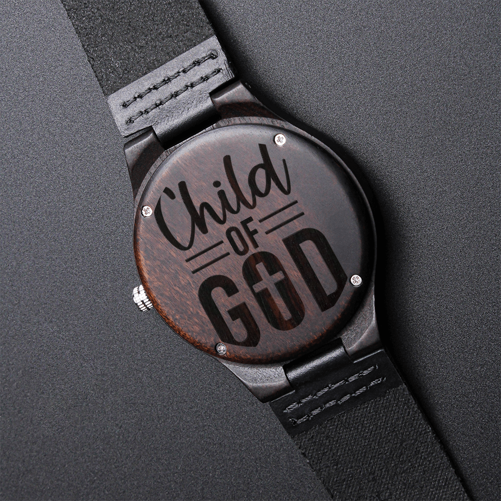 Child of God Engraved Wooden Watch