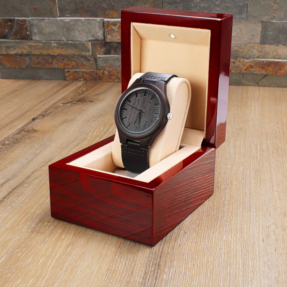 All American Husband Engraved Wooden Watch