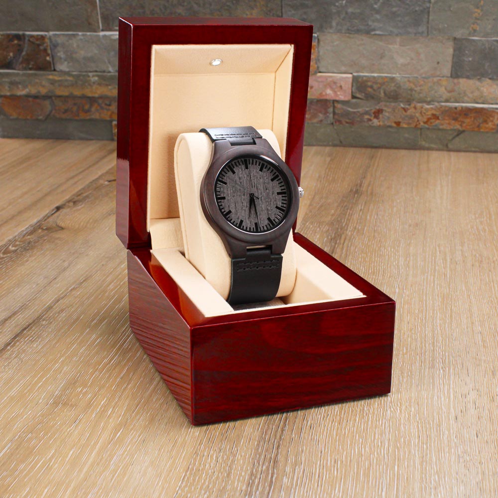 Man of God Husband Dad Grandpa Engraved Wooden Watch