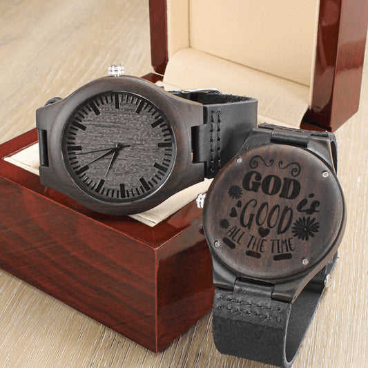 God is Good All the Time Engraved Wooden Watch