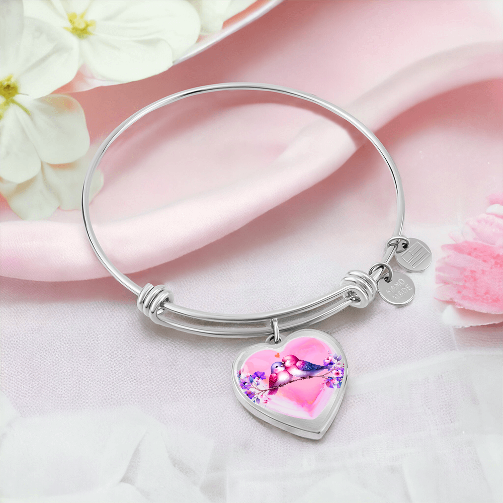 Love Birds on Heart-shaped Graphic Luxury Bracelet