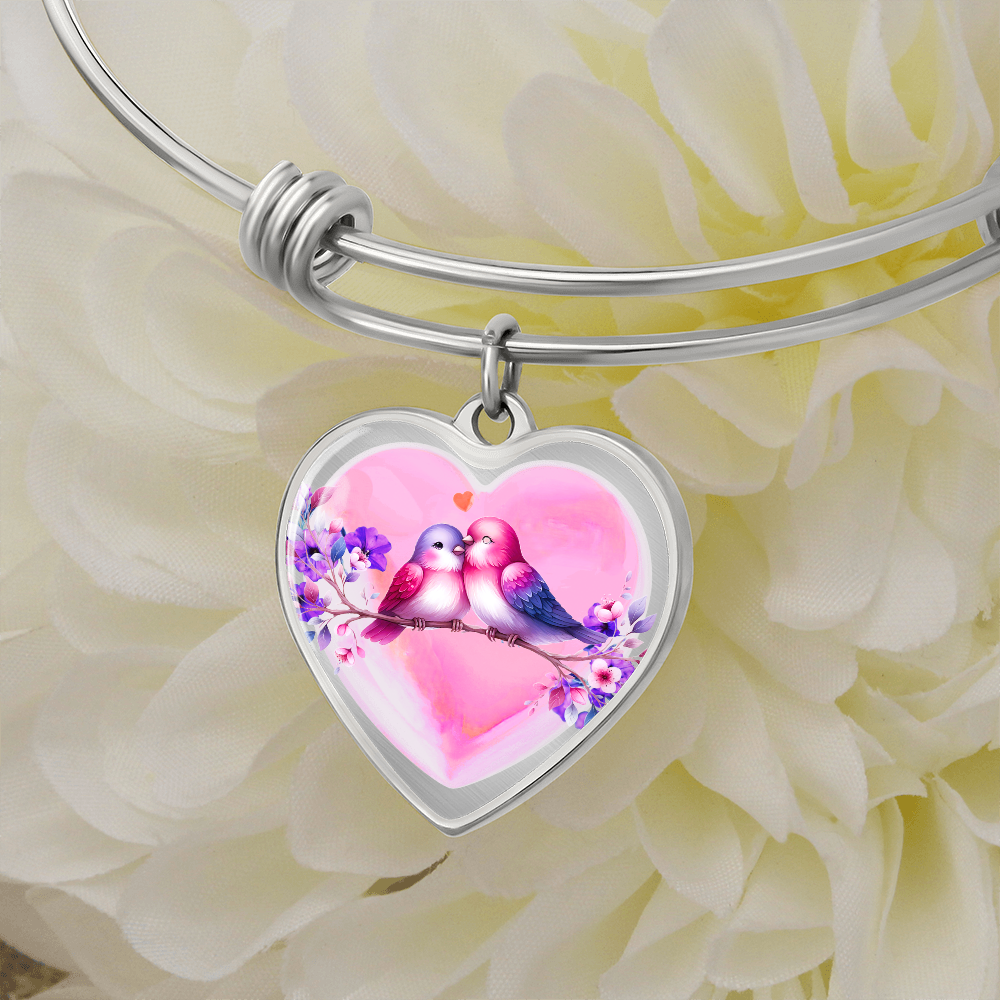 Love Birds on Heart-shaped Graphic Luxury Bracelet