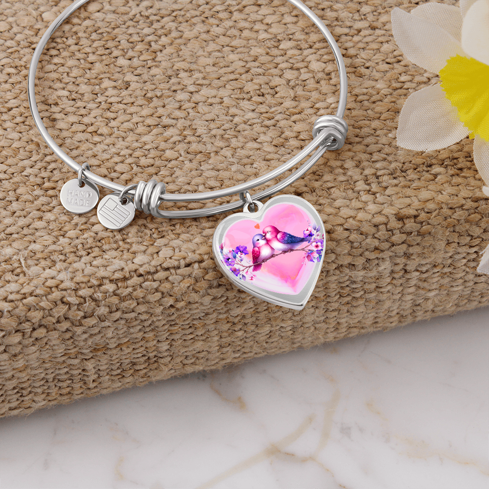 Love Birds on Heart-shaped Graphic Luxury Bracelet