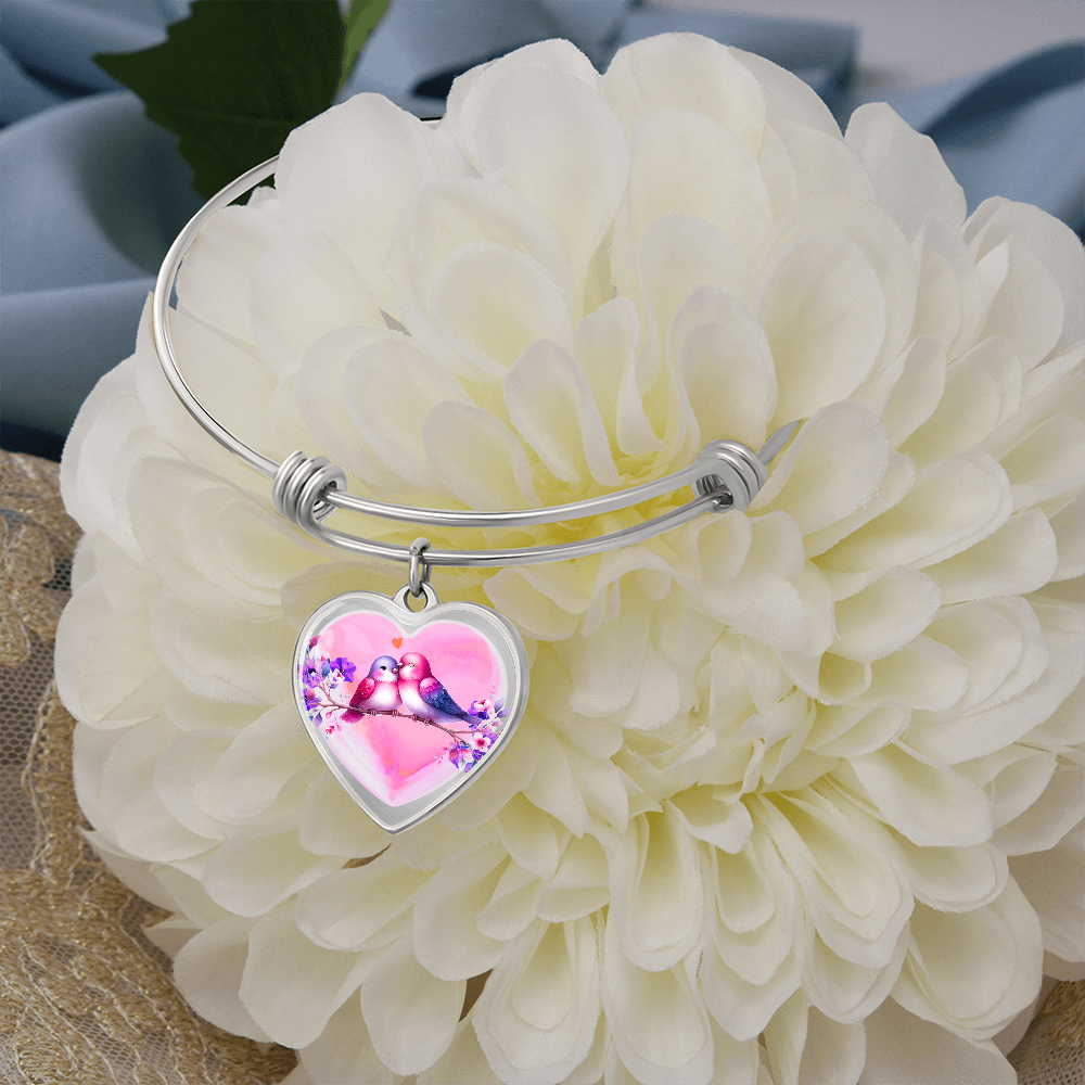 Love Birds on Heart-shaped Graphic Luxury Bracelet