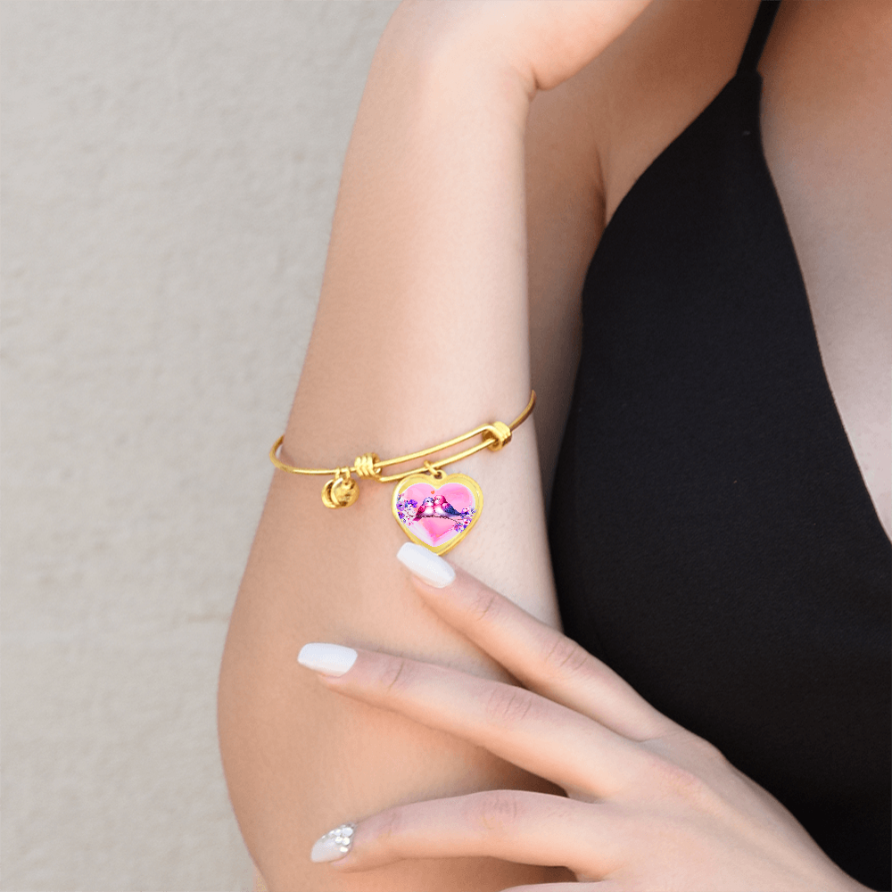 Love Birds on Heart-shaped Graphic Luxury Bracelet