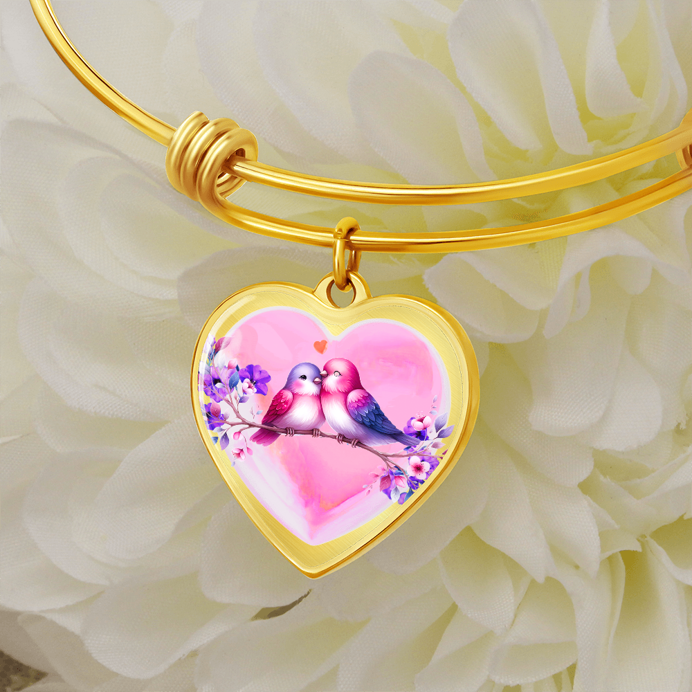 Love Birds on Heart-shaped Graphic Luxury Bracelet