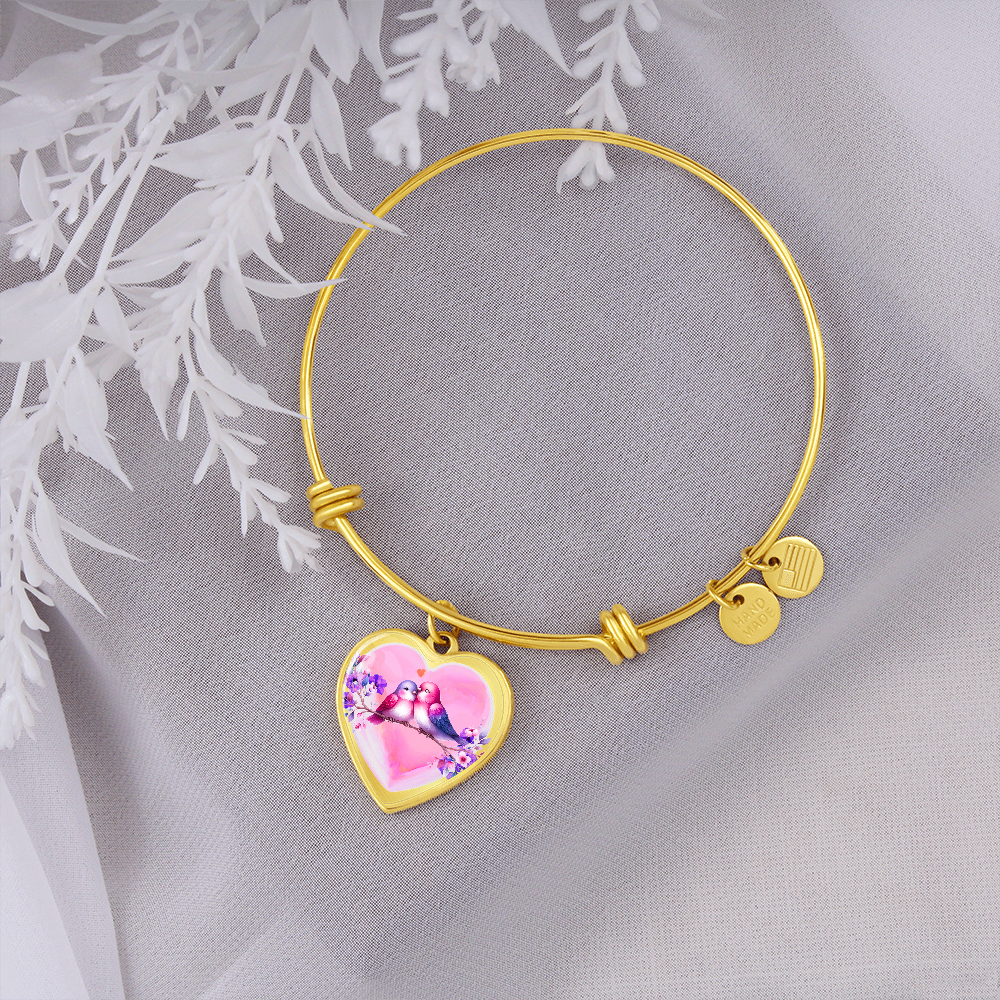 Love Birds on Heart-shaped Graphic Luxury Bracelet