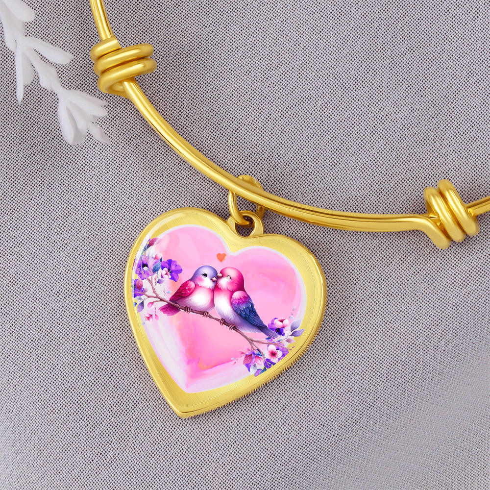 Love Birds on Heart-shaped Graphic Luxury Bracelet