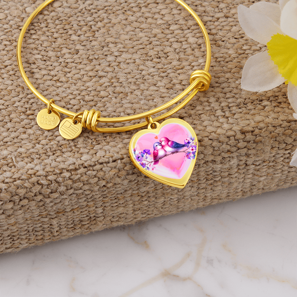 Love Birds on Heart-shaped Graphic Luxury Bracelet