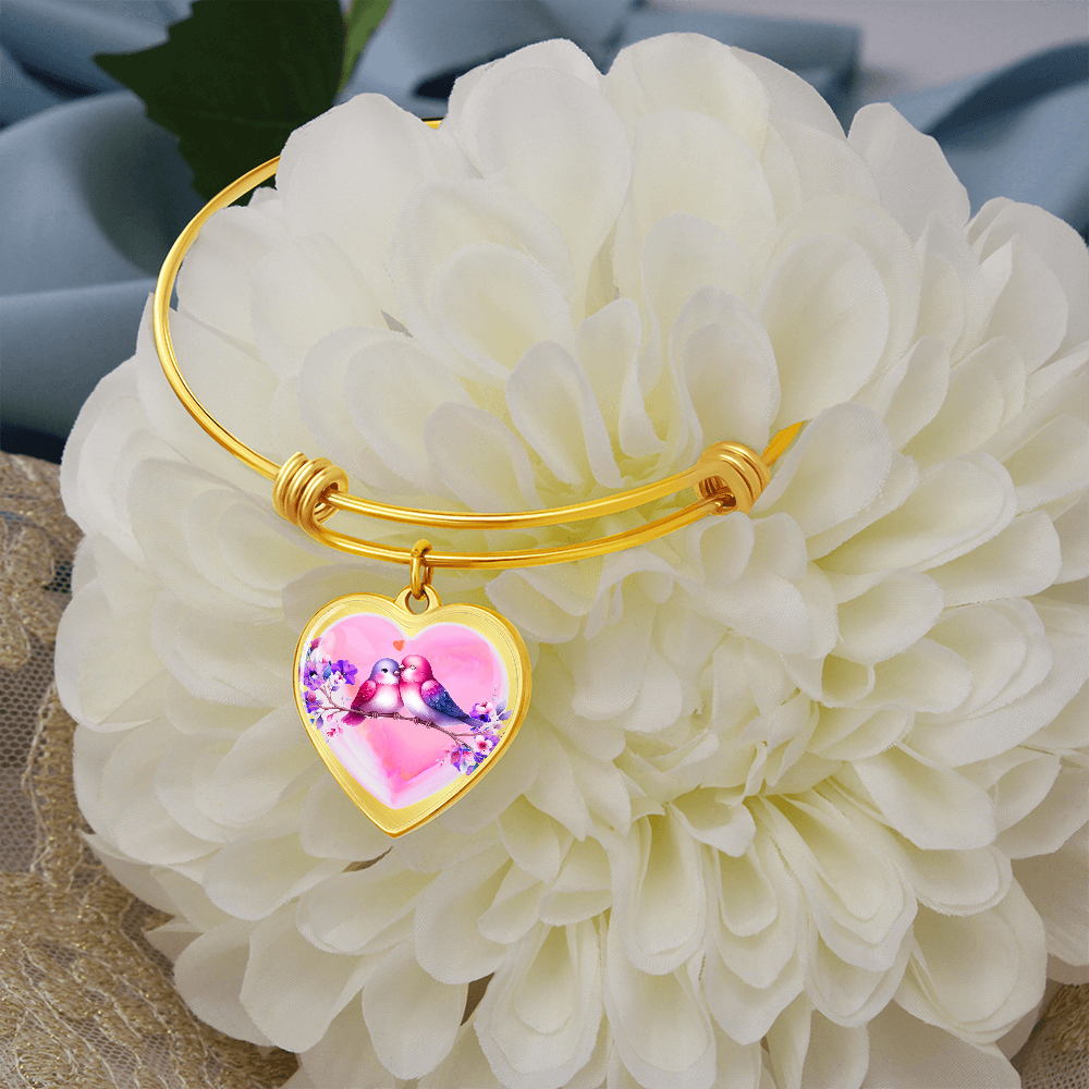 Love Birds on Heart-shaped Graphic Luxury Bracelet