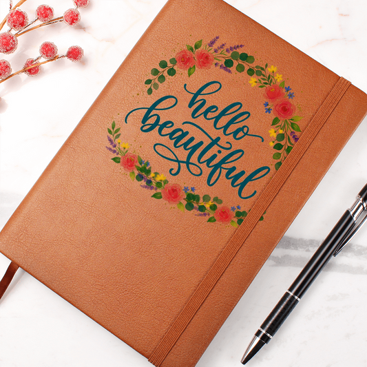 Floral Hello Beauitful Vegan Leather Graphic Journal