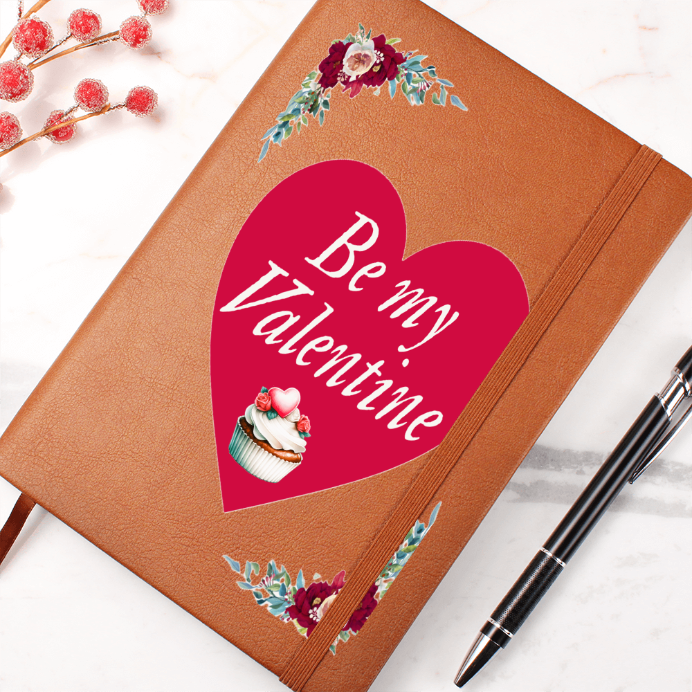 Be My Valentine Red Heart Brown Leather Journal