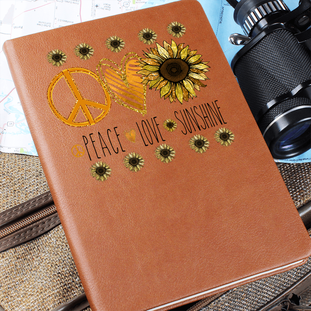 Peace Love Sunshine Sunflowers Graphic Vegan Leather Journal