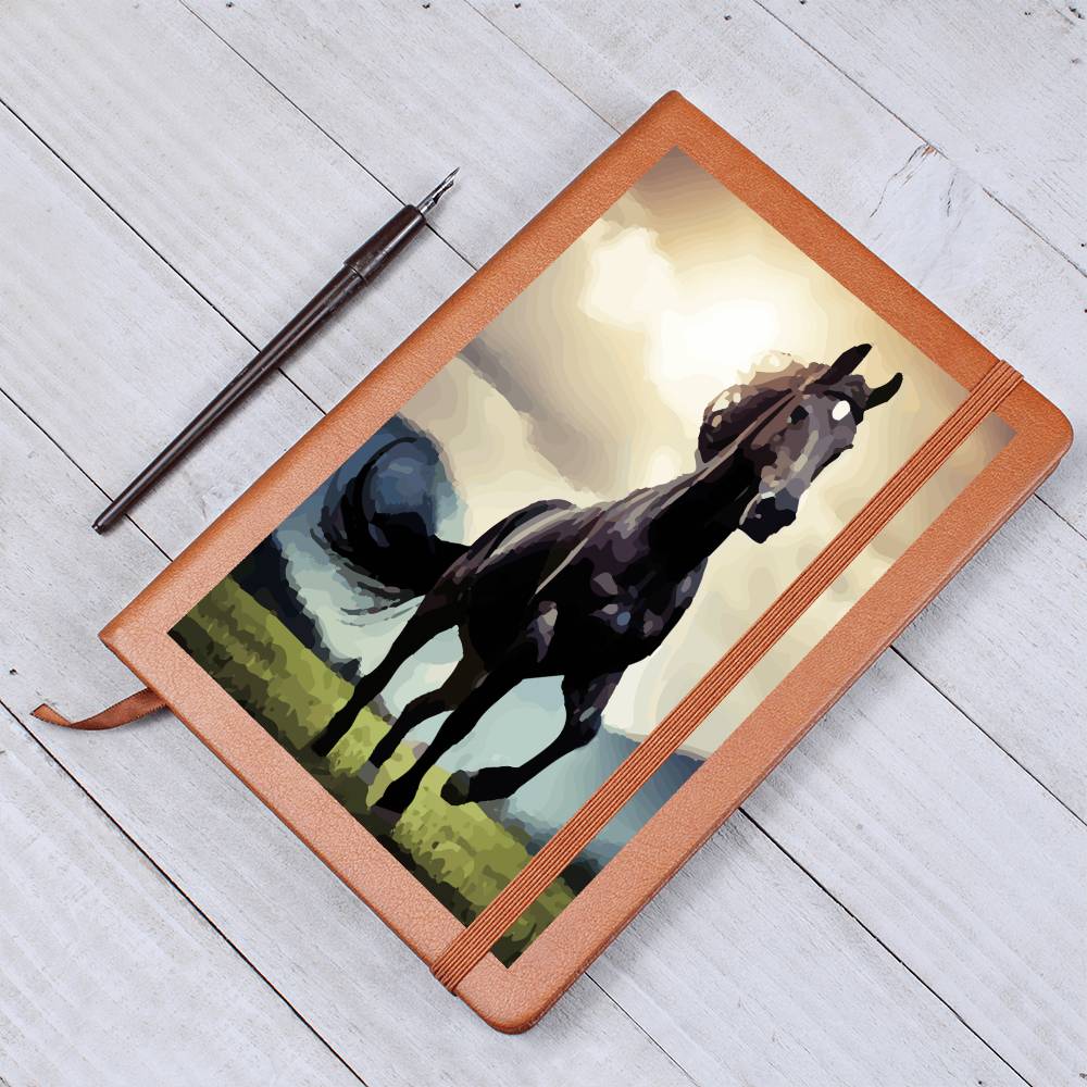 Wild Black Horse Brown Graphic Leather Journal