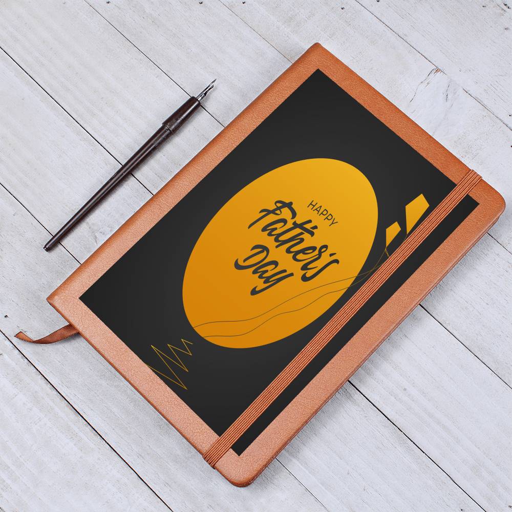 Happy Father's Day Black and Gold Leather Journal