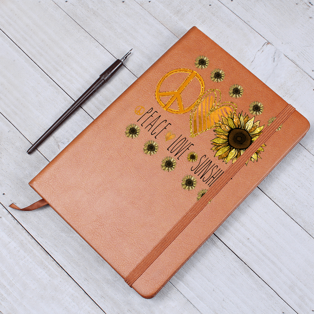 Peace Love Sunshine Sunflowers Graphic Vegan Leather Journal