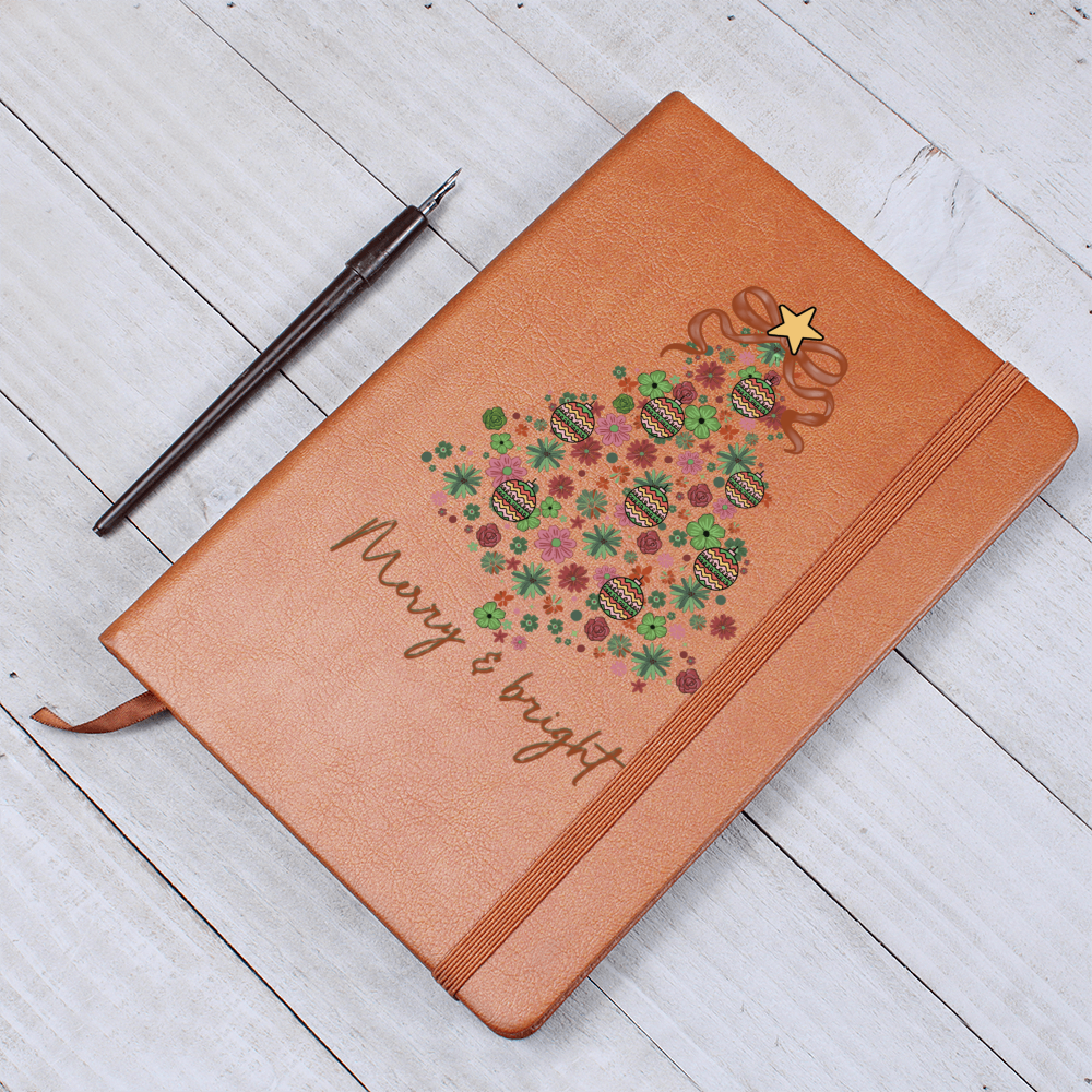 Christmas Merry & Bright Graphic Leather Journal