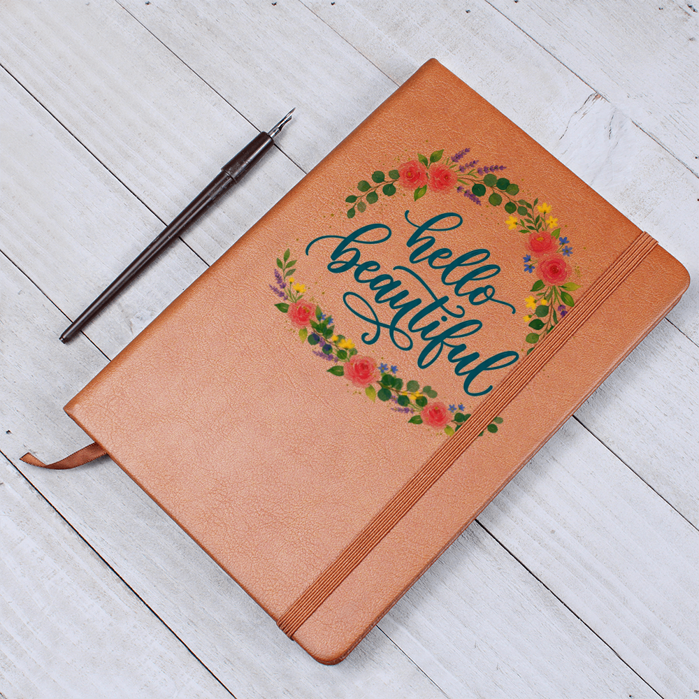 Floral Hello Beauitful Vegan Leather Graphic Journal