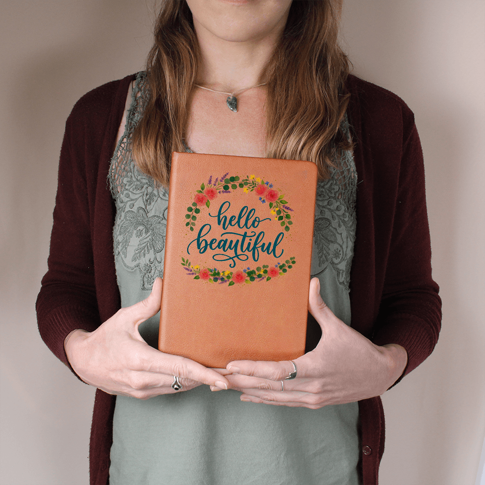 Floral Hello Beauitful Vegan Leather Graphic Journal