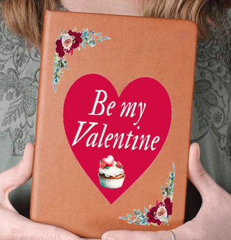 Be My Valentine Red Heart Brown Leather Journal