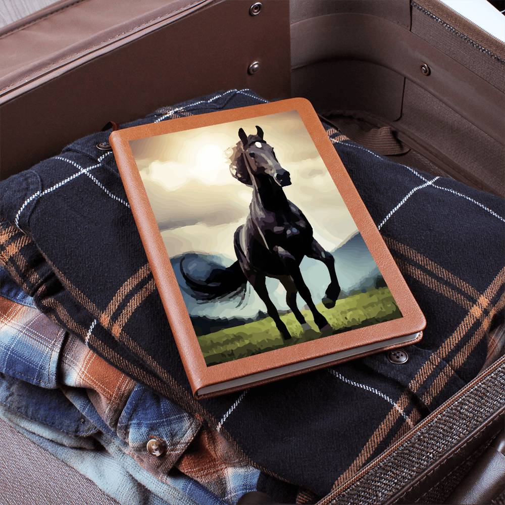 Wild Black Horse Brown Graphic Leather Journal