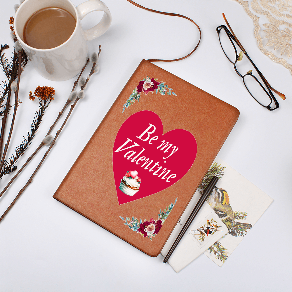 Be My Valentine Red Heart Brown Leather Journal