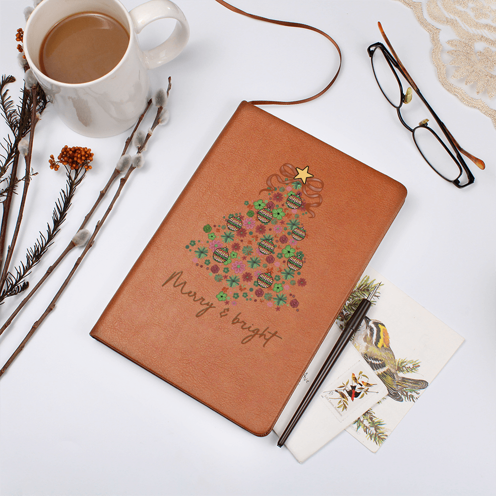 Christmas Merry & Bright Graphic Leather Journal