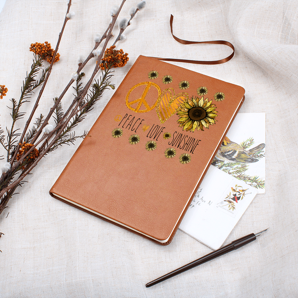 Peace Love Sunshine Sunflowers Graphic Vegan Leather Journal