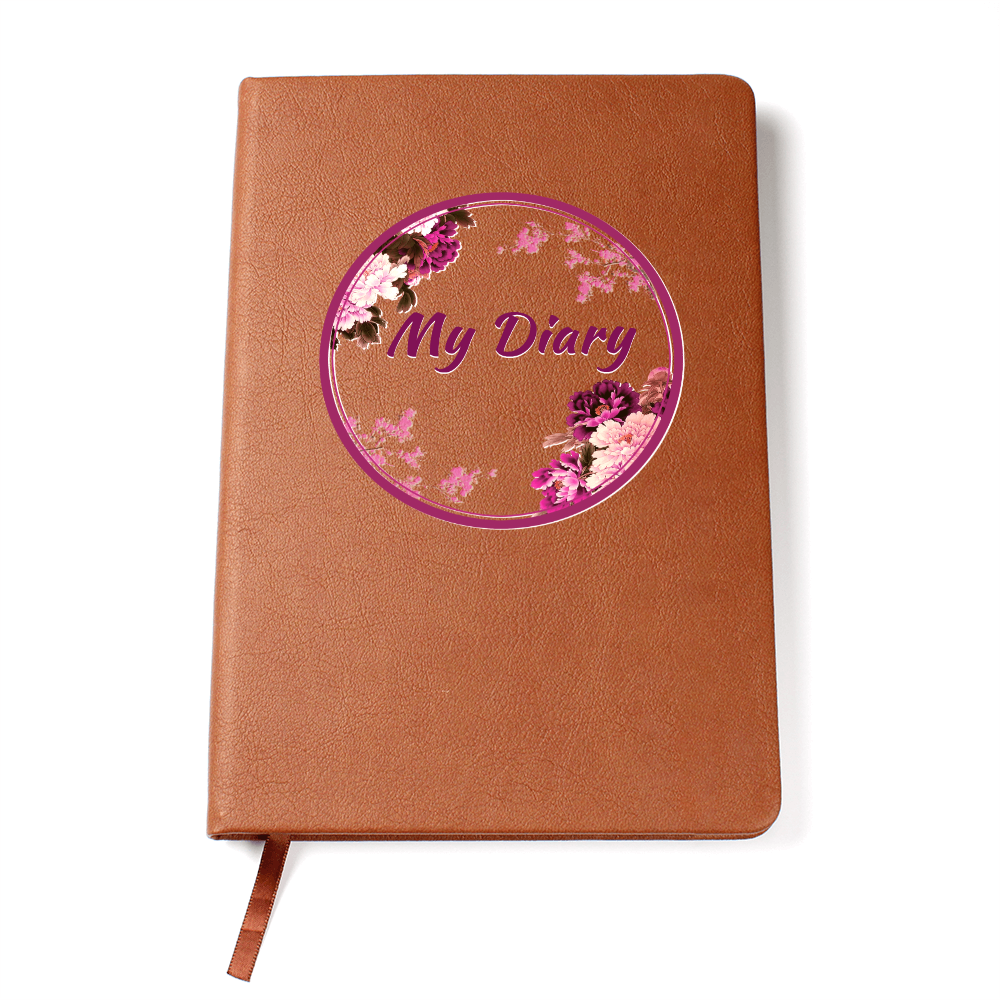 My Diary in Floral Circle Graphic Leather Journal Notebook
