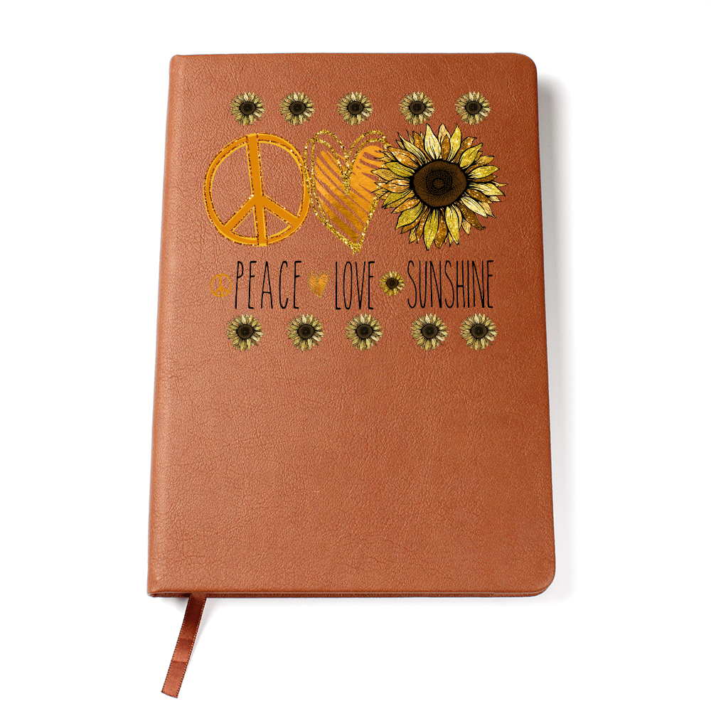 Peace Love Sunshine Sunflowers Graphic Vegan Leather Journal