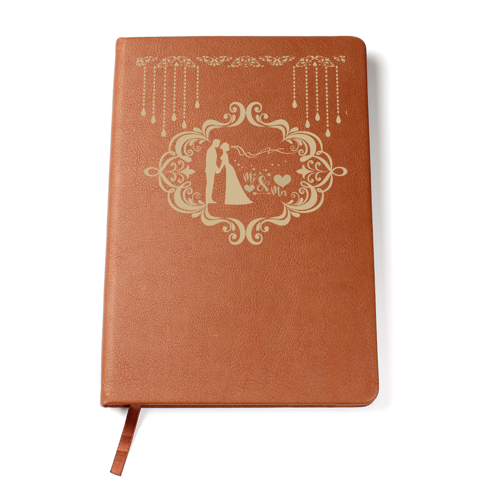 Mr. & Mrs. Bride and  Groom Vegan Leather Graphic Journal