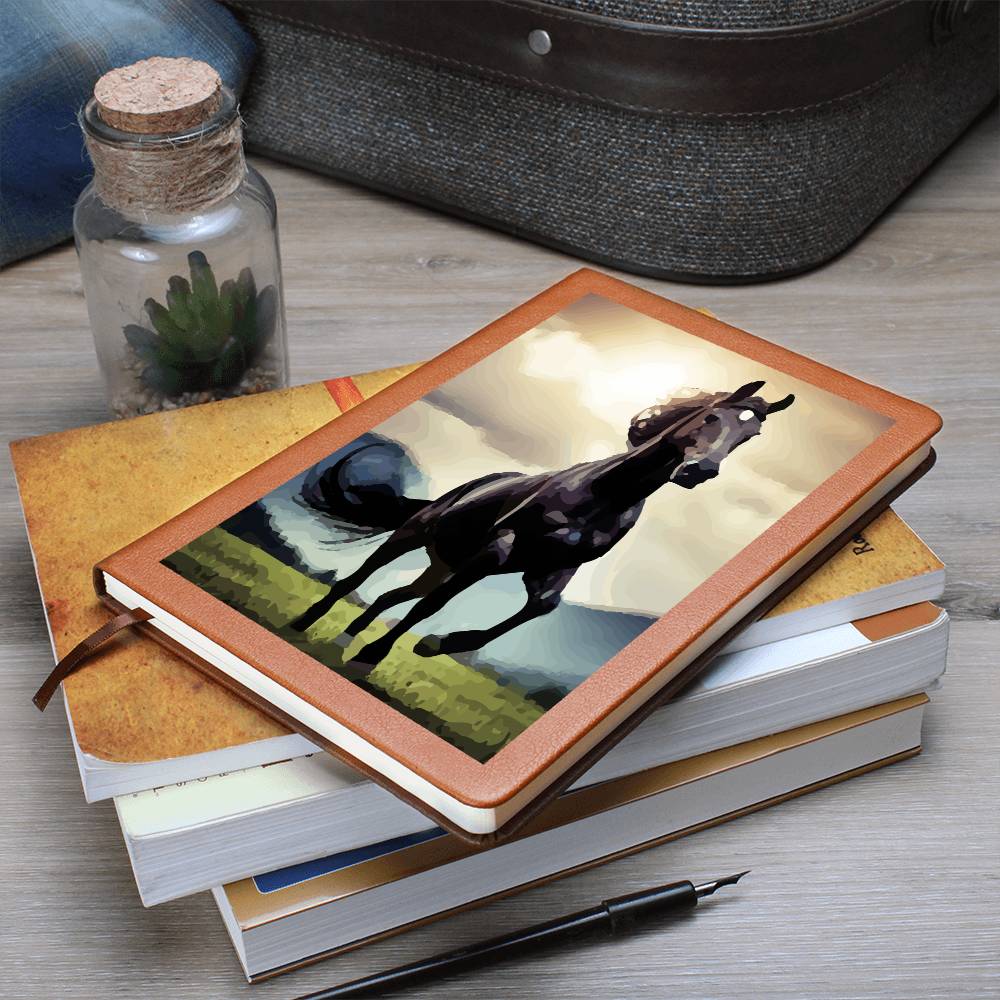 Wild Black Horse Brown Graphic Leather Journal