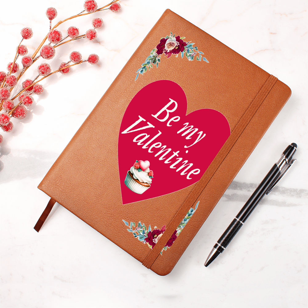 Be My Valentine Red Heart Brown Leather Journal