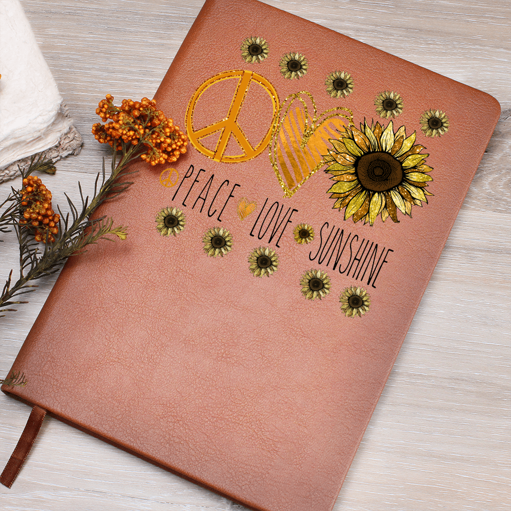 Peace Love Sunshine Sunflowers Graphic Vegan Leather Journal