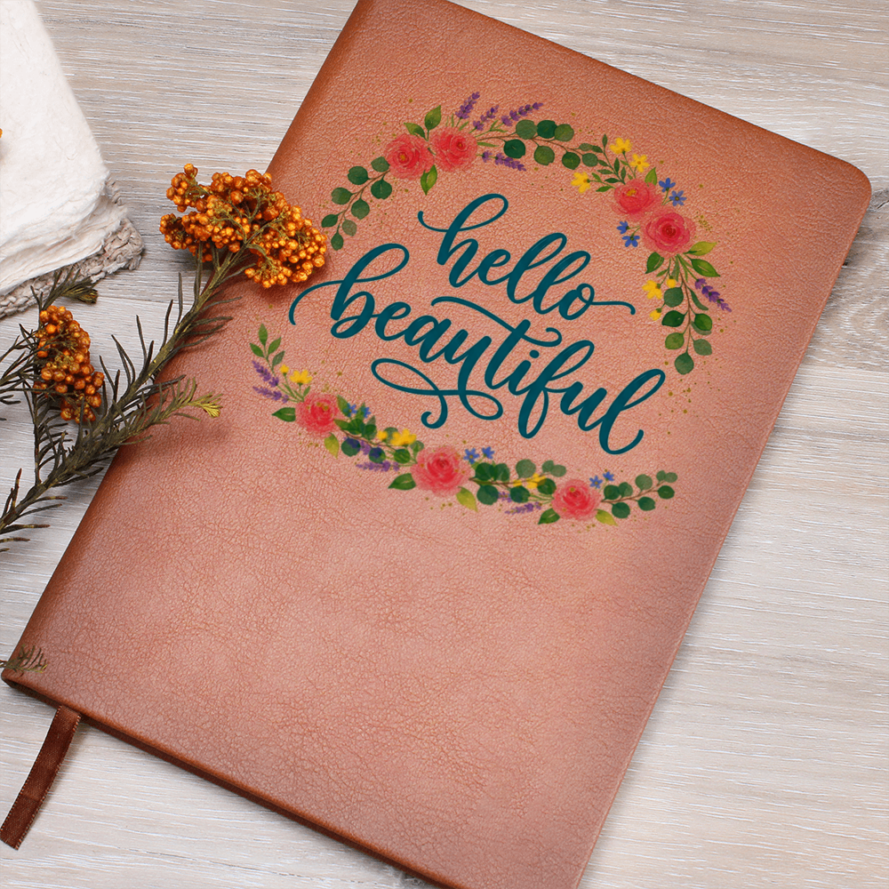 Floral Hello Beauitful Vegan Leather Graphic Journal