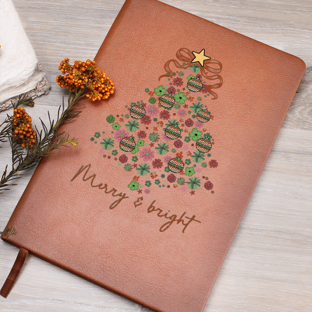 Christmas Merry & Bright Graphic Leather Journal