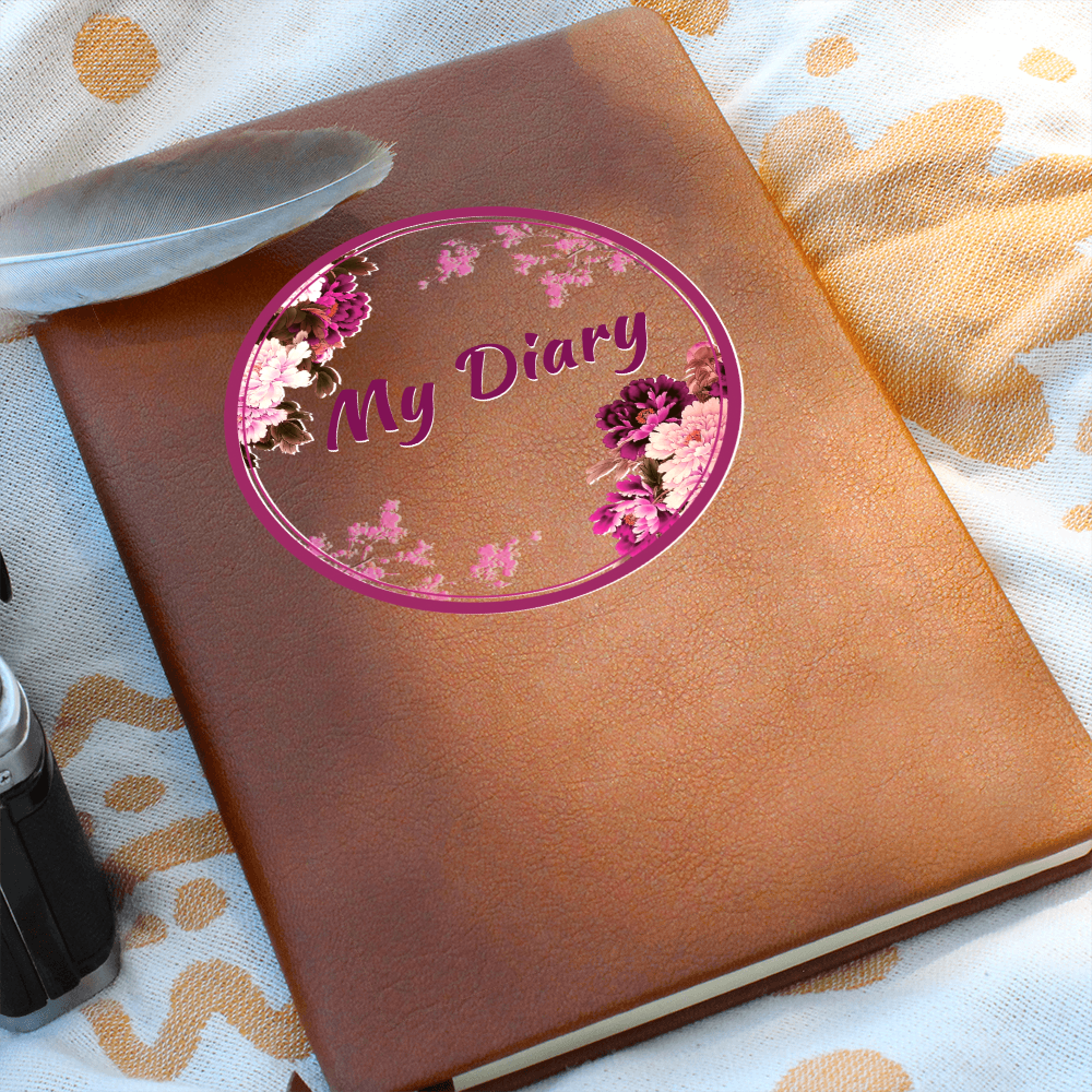 My Diary in Floral Circle Graphic Leather Journal Notebook