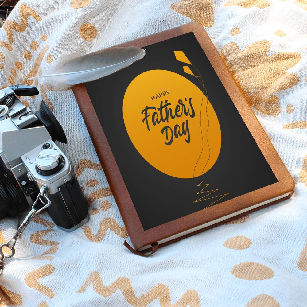 Happy Father's Day Black and Gold Leather Journal