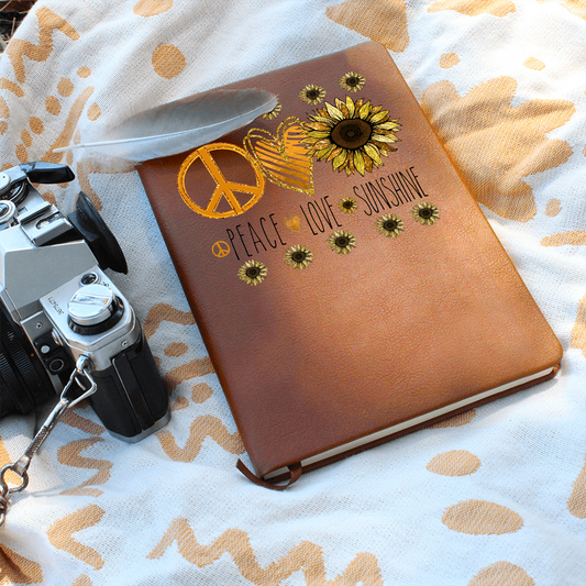 Peace Love Sunshine Sunflowers Graphic Vegan Leather Journal